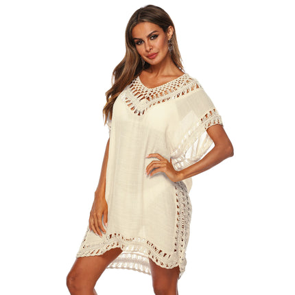 Beach Dress Women Crochet Cover Up Solid Swimsuit Dress - Beach Dress - Mafirry - Mad Fly Essentials