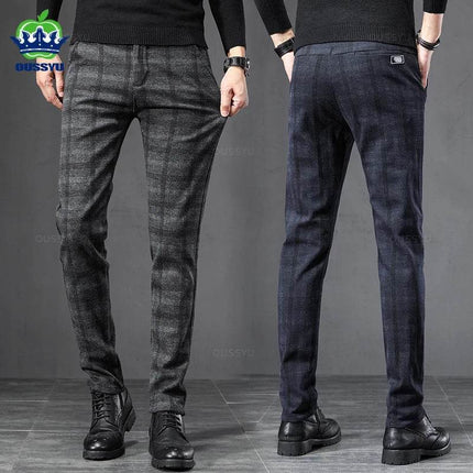 Men British Plaid Business Casual Pants - Mad Fly Essentials