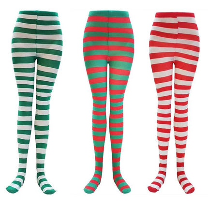 Gilishon Women Gothic Striped Pantyhose Rainbow Slim Elastic Leggings Hosiery - Mad Fly Essentials