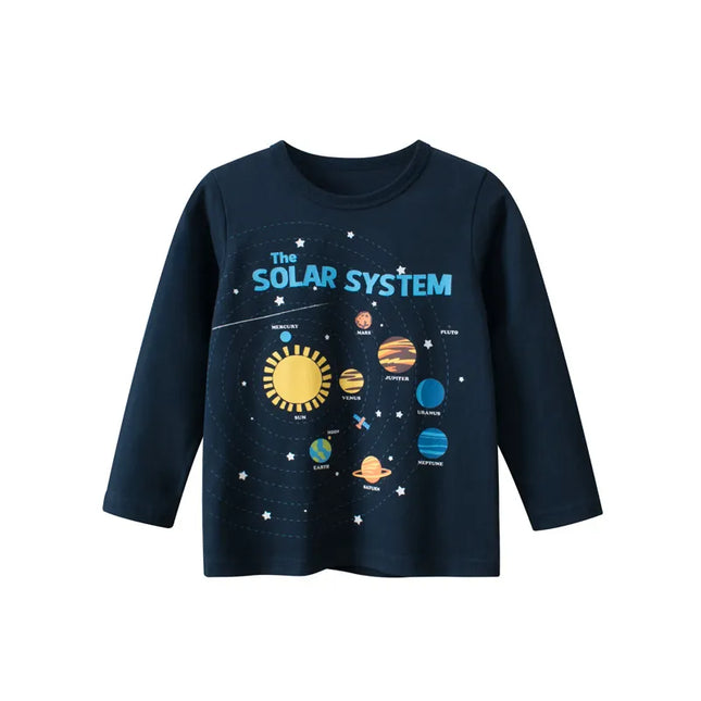 Baby Boys Cartoon Solar System Bottoming Shirts
