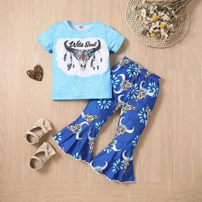 Baby Girl 2pc O-Neck Bull Animal Clothing Set