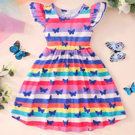 Baby Girls Flying Sleeve Rainbow Dress - Kids Shop Mad Fly Essentials