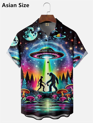 Hawaiian Shirt Men UFO Alien Summer Beach Tee - Hawaiian Shirt - Owlstream - Mad Fly Essentials