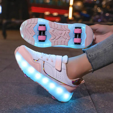 Kids Girls USB LED Light Luminous Skate Sneakers - Mad Fly Essentials