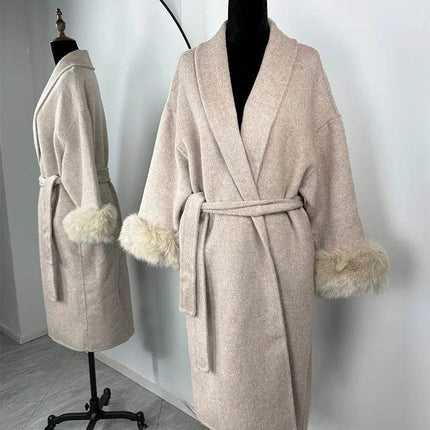 Tumilkets Fox Fur Woolen Women's Overcoat 2025 Outerwear - Mad Fly Essentials
