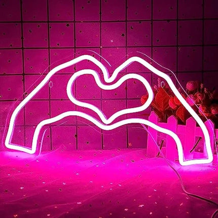Pink Love Heart LED Neon Sign Wedding Decor