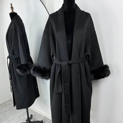 Tumilkets Fox Fur Woolen Women's Overcoat 2025 Outerwear - Mad Fly Essentials