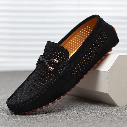Flats Men Breathable Slip On Hollow Boat Loafers - Flats - M Anxiu - Mad Fly Essentials