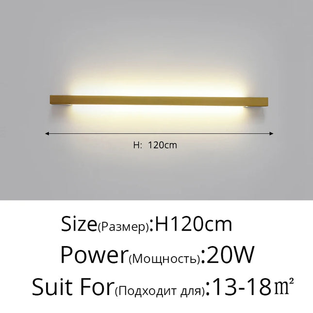 Minimalist Long LED Bar Lamp Bedside Bedroom Indoor Wall Sconce