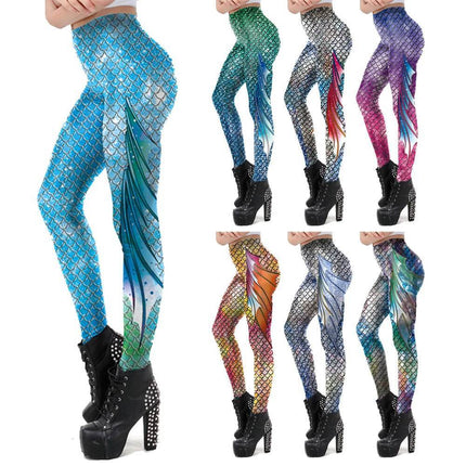 Women 3D Fish Scale Mermaid Fitness Leggings - Mad Fly Essentials