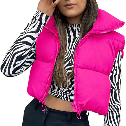 Jacket Women Cropped Vest Sleeveless Puffer Outerwear - Jacket - Sunsiom - Mad Fly Essentials