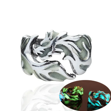 Ring Men Stainless Steel Fashion Adjustable Gothic Dragon Rings - Ring - Moonbiffy - Mad Fly Essentials
