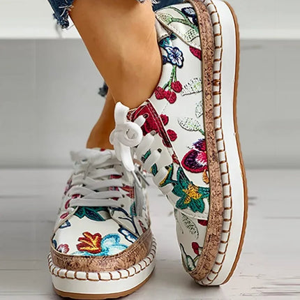 Women Vulcanized Floral Casual Sneakers