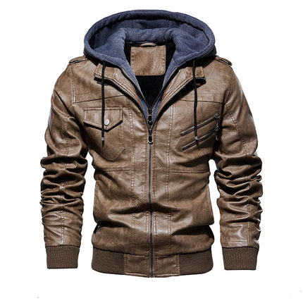 Men's Fashion Oblique Zipper Motorcycle Leather Jacket