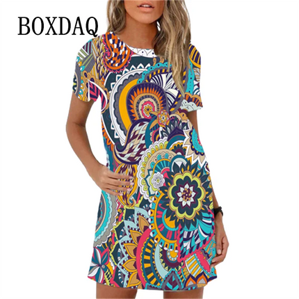 Mini Dress Women 3D Graffiti Cat Peacock Animal Dress - Mini Dress - Boxdaq - Mad Fly Essentials