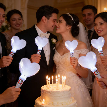 Party Favors 20pc White Heart-Shaped LED Fiber Glow Sticks - Party Favors - Hviero - Mad Fly Essentials