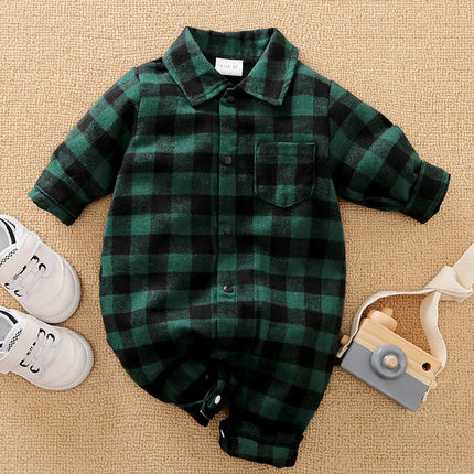 Baby Boys 0-18M Plaid Infant Rompers
