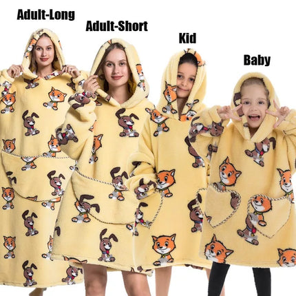 Hoodies Women Family Matching XL Lion Plush Blanket Hoodies - Animal Game - Mad Fly Essentials