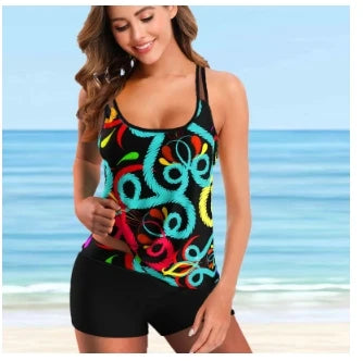 Swimwear Set Women Vintage Tie-Dye Tankini Set - Swimwear Set - Eleifshe - Mad Fly Essentials