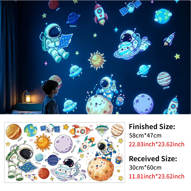 Kids Room Decor Luminous Space Theme Wall Stickers - Kids Room Decor - Three Ratels - Mad Fly Essentials