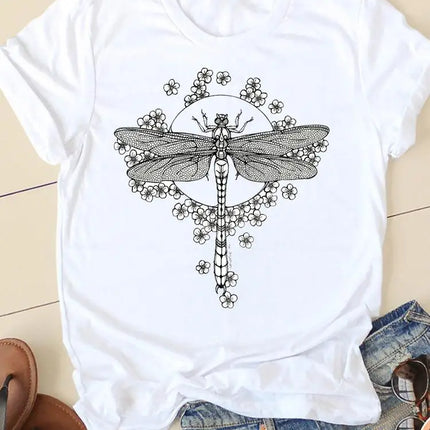 Women Graphic Butterfly Dragonfly Animal Casual 90s Shirts