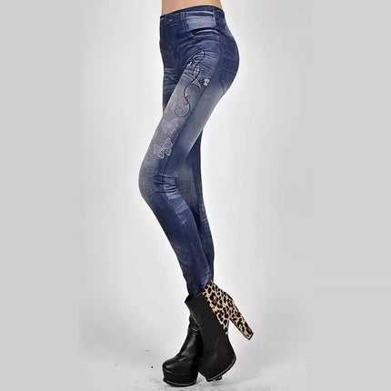 Leggings Women Elastic Blue Black Slim Denim Pants - Leggings - HFSHY - Mad Fly Essentials