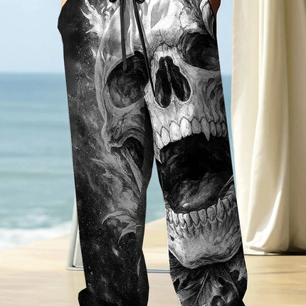 Pants Men 3D Skull Straight Leg Pants - Pants - Moonwest - Mad Fly Essentials