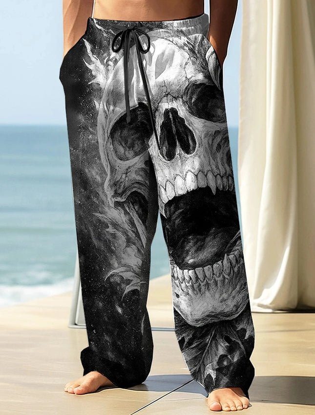 Pants Men 3D Skull Straight Leg Pants - Pants - Moonwest - Mad Fly Essentials