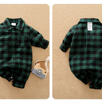 Baby Boys 0-18M Plaid Infant Rompers