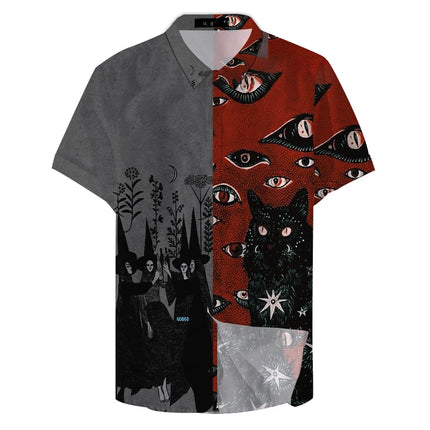 Hawaiian Shirt Men 3D Cat Vintage Astrology Tee - Hawaiian Shirt - Trendsetter - Mad Fly Essentials