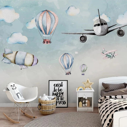 Wallpaper Custom 3D Cartoon Airplane Space Mural - Wallpaper - Bacaz - Mad Fly Essentials