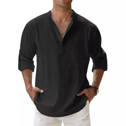 Men Lightweight Long Linen Hawaiian Shirts - Men's Fashion Mad Fly Essentials