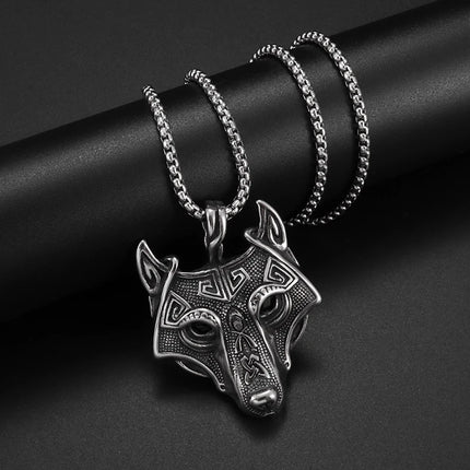 Men Norse Mythology Viking Gods Wolf Pendant Necklace