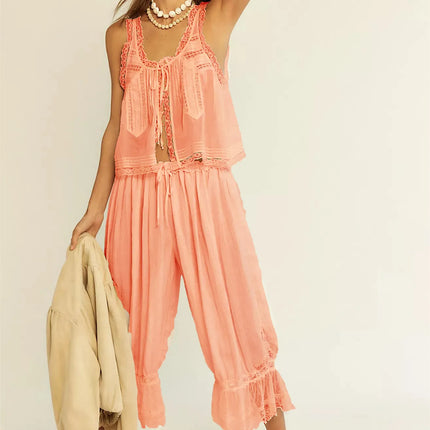 Business Attire Women Boho Tie Lace 2pc Outfit - Business Attire - Boho Queens - Mad Fly Essentials