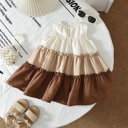 Party Dress Baby Girl Doll Collar Color Blocked Cake Dress - Party Dress - Muababy - Mad Fly Essentials