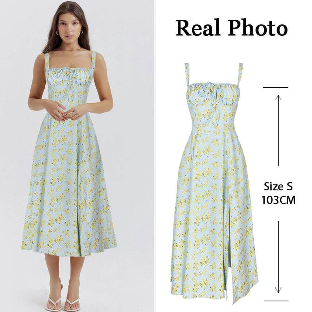 Women Summer Lace Casual Blue Midi Dress - Mad Fly Essentials