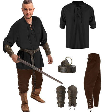 Costume Men Medieval Viking Top Pants Pirate Outfit - Costume - Costumes Plus - Mad Fly Essentials