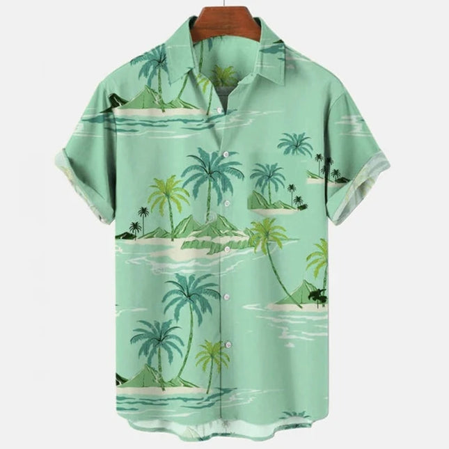 Men Hawaiian Parrot Animal Lapel Shirts
