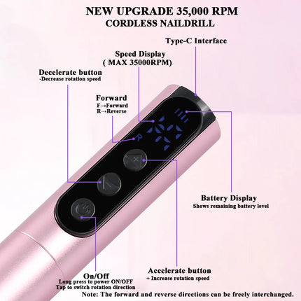 Nail Essentials 35k RPM Rechargeable Portable USB Nail Drill Machine - Nail Essentials - Maange - Mad Fly Essentials