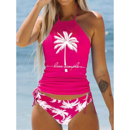 Tankini Set Women Low Waist Palm Tree Tankini - Tankini Set - mandylandy - Mad Fly Essentials