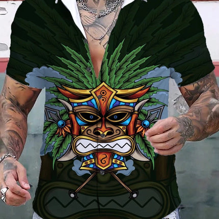 Men 3D Tiki Party Hawaiian Shirts