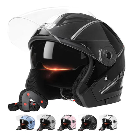 Motorcycle Open Face Visor Impact-Absorbing ABS Lightweight Helmet