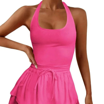 Women Sleeveless Fitness Workout Rompers Tennis Playsuits