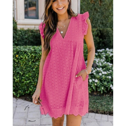 Mini Dress Women Lace Jacquard Hollow Pocket Dress - Mini Dress - Suit Set - Mad Fly Essentials
