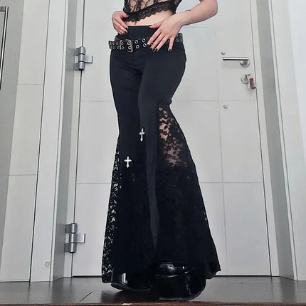 Harem Pants Women Gothic High Waist Flared Pants - Harem Pants - InsGoth - Mad Fly Essentials