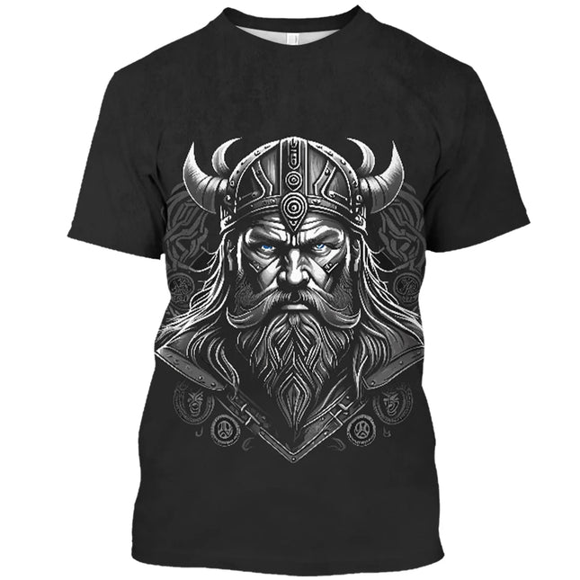 Men Viking 3D Tattoo Oversized Shirts