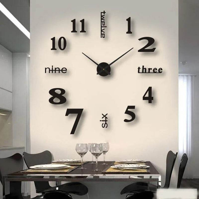 Modern Soundless Large 3D DIY Wall Clock - Mad Fly Essentials