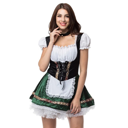 Women Plus Oktoberfest Bavarian Dirndl Waitress Costume Dress