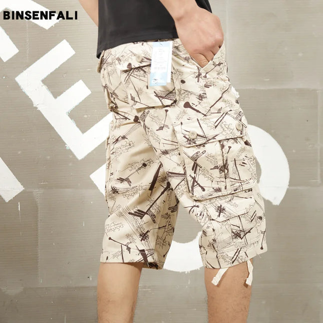 Men Casual Cropped Cargo Straight Beach Shorts