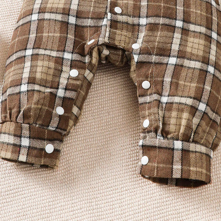 Baby Romper Boy Bowtie Long Plaid Gentleman Suit - Baby Romper - Bibihou - Mad Fly Essentials